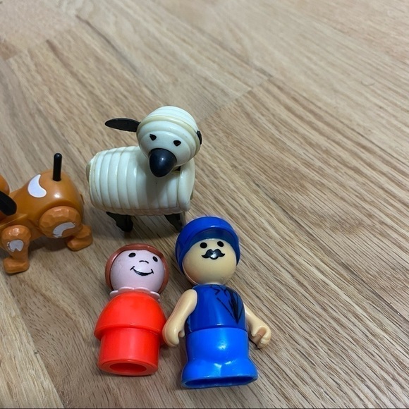 Vintage Little People Figure Lot Bundle Posable Dog Sheep Girl Mustache Man - Picture 4 of 9
